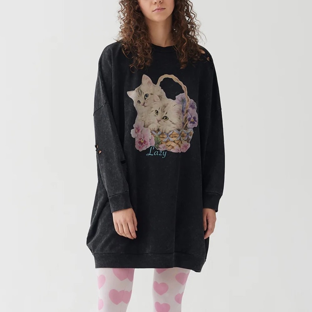 LAZY OAF Basket O' Cats Sweater Dress